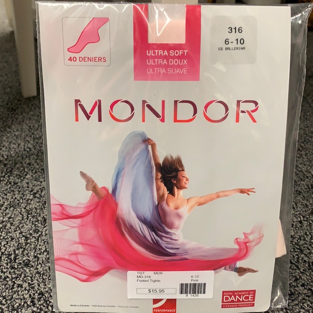 Mondor Ultra Soft Footed Pink Tights girls sz 6-10